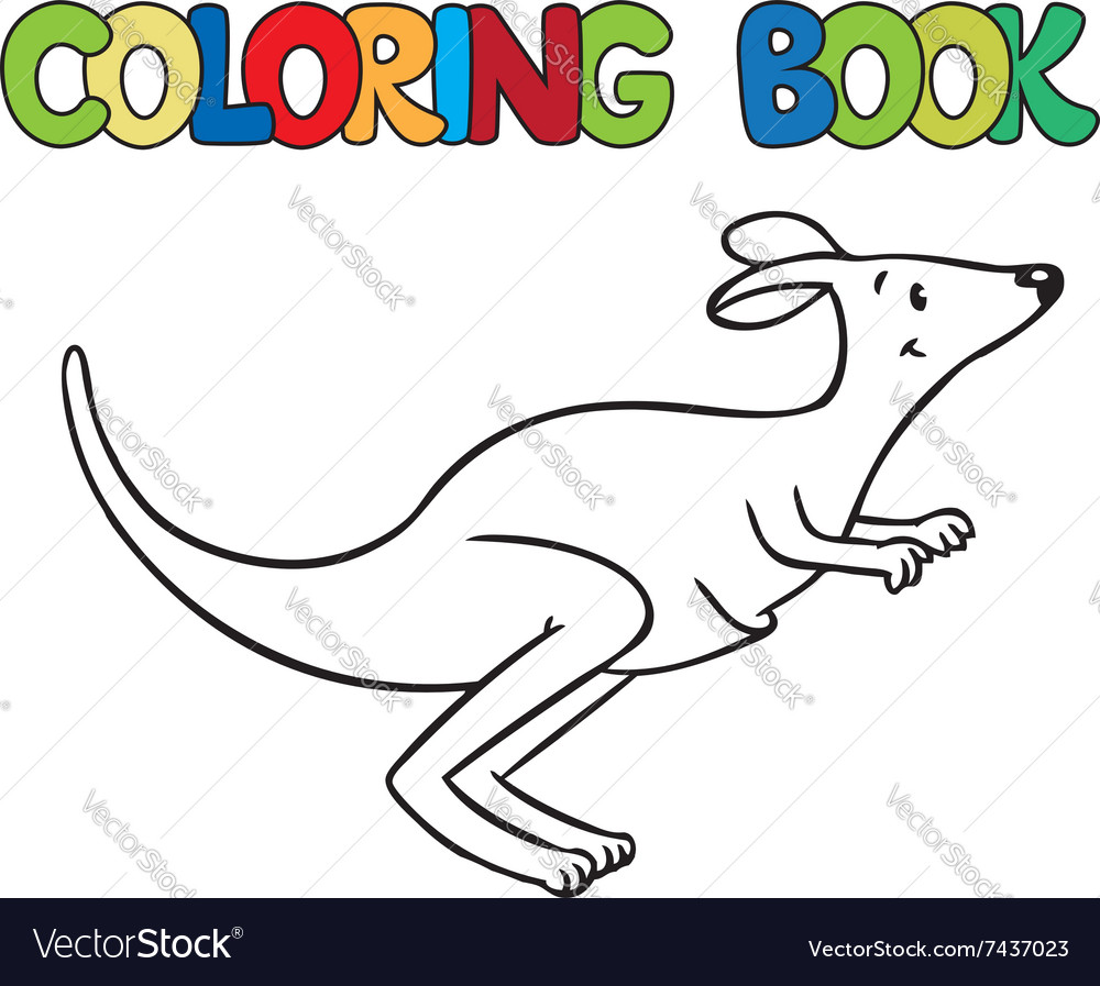 Coloring book of little funny kangaroo