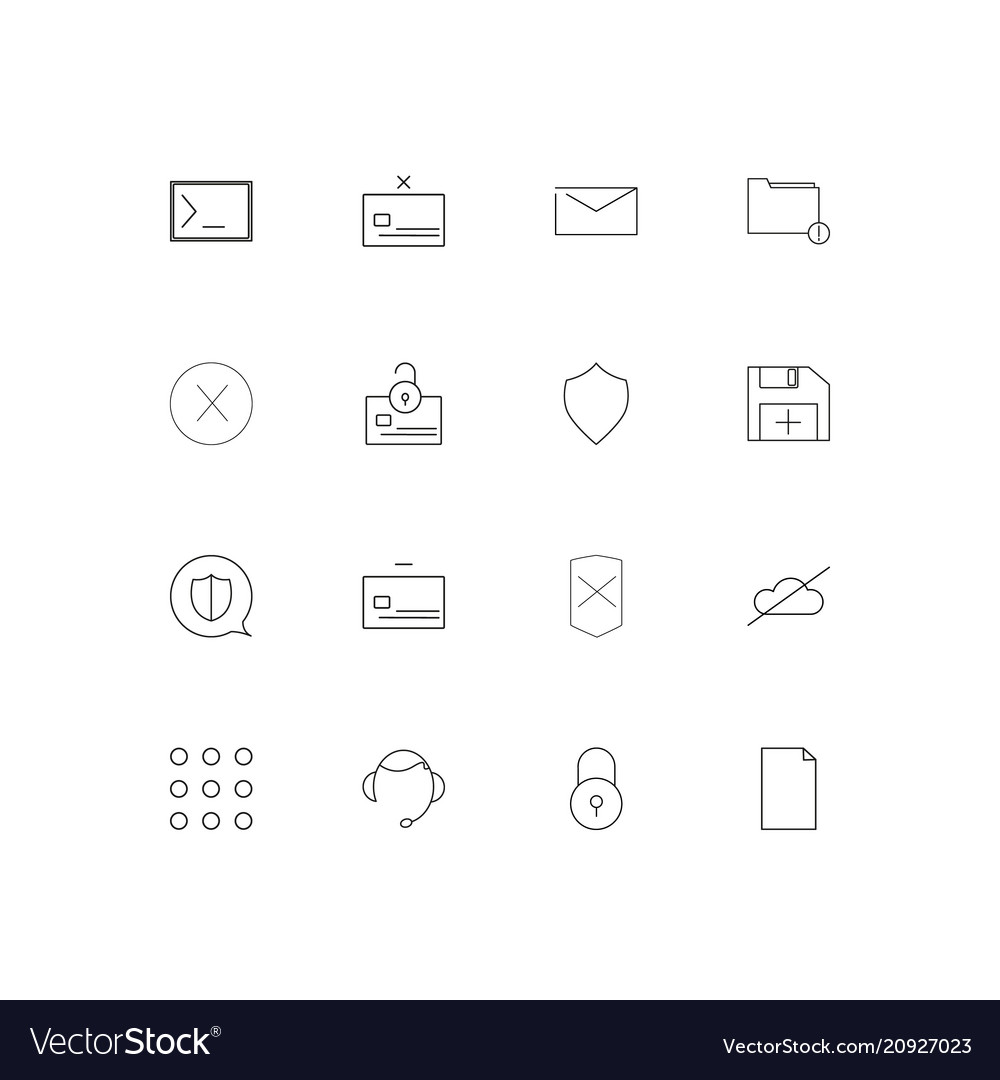 Cyber security linear thin icons set outlined