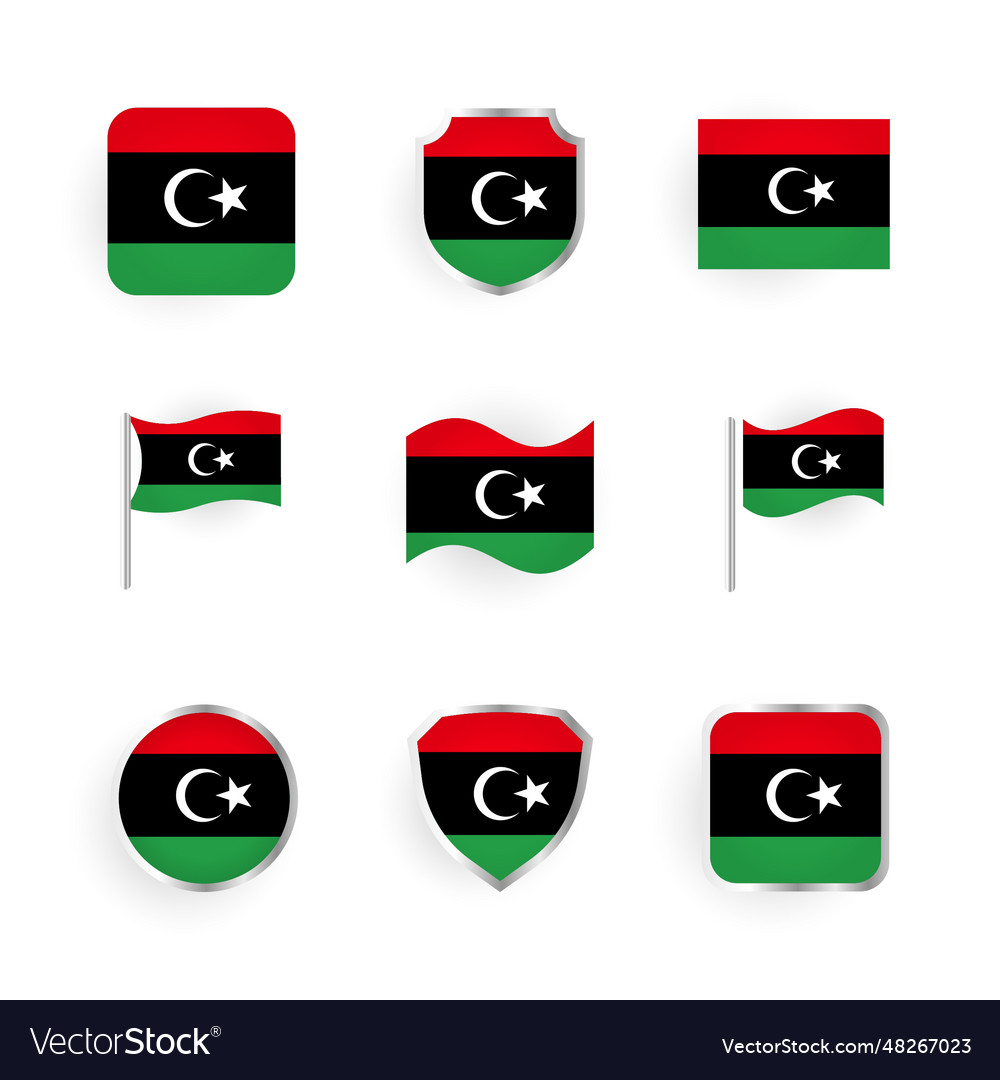 Libya flag icons set