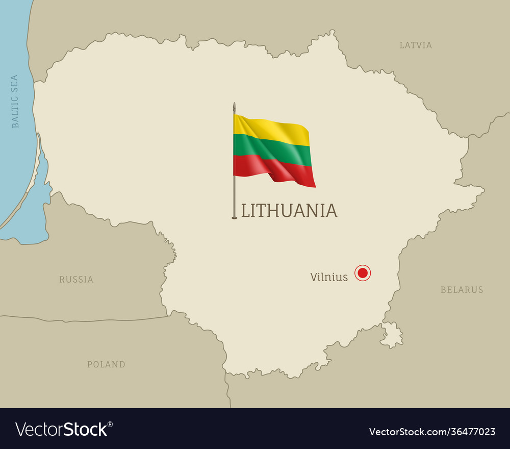 Lithuania editable map with territory borders