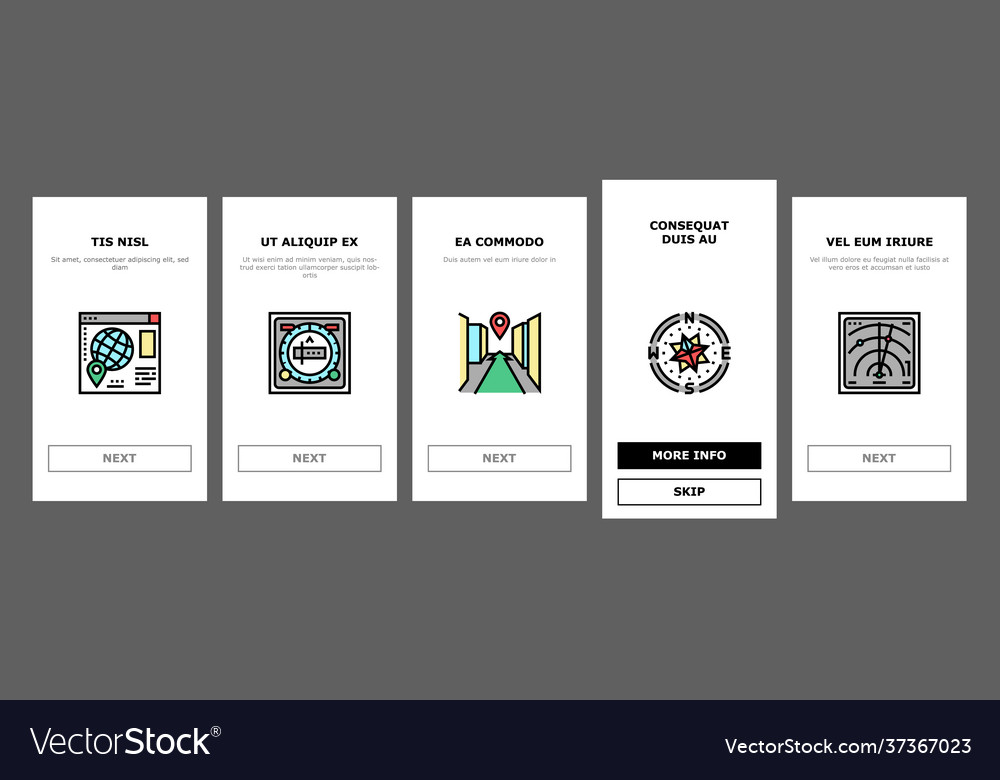 Map location system onboarding icons set vector image Map location system onboarding icons set