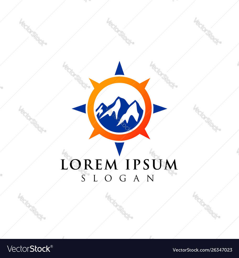 Mountain Abenteuer Logo Design Kompass Symbol Vector Image Mountain Abenteuer Logo Design Kompass Symbol