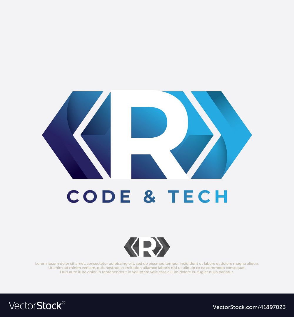 Programmer logo with letter r design code icon Vector Image Programmer logo with letter r design code icon