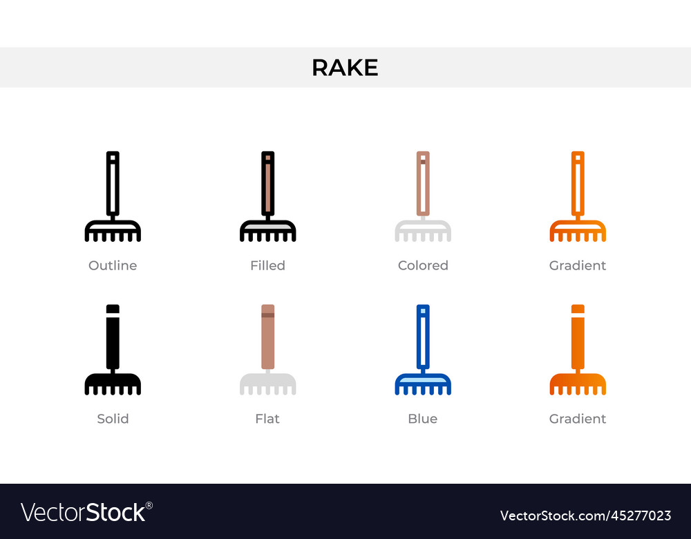 Rake icon in different style icons designed vector image Rake icon in different style icons designed