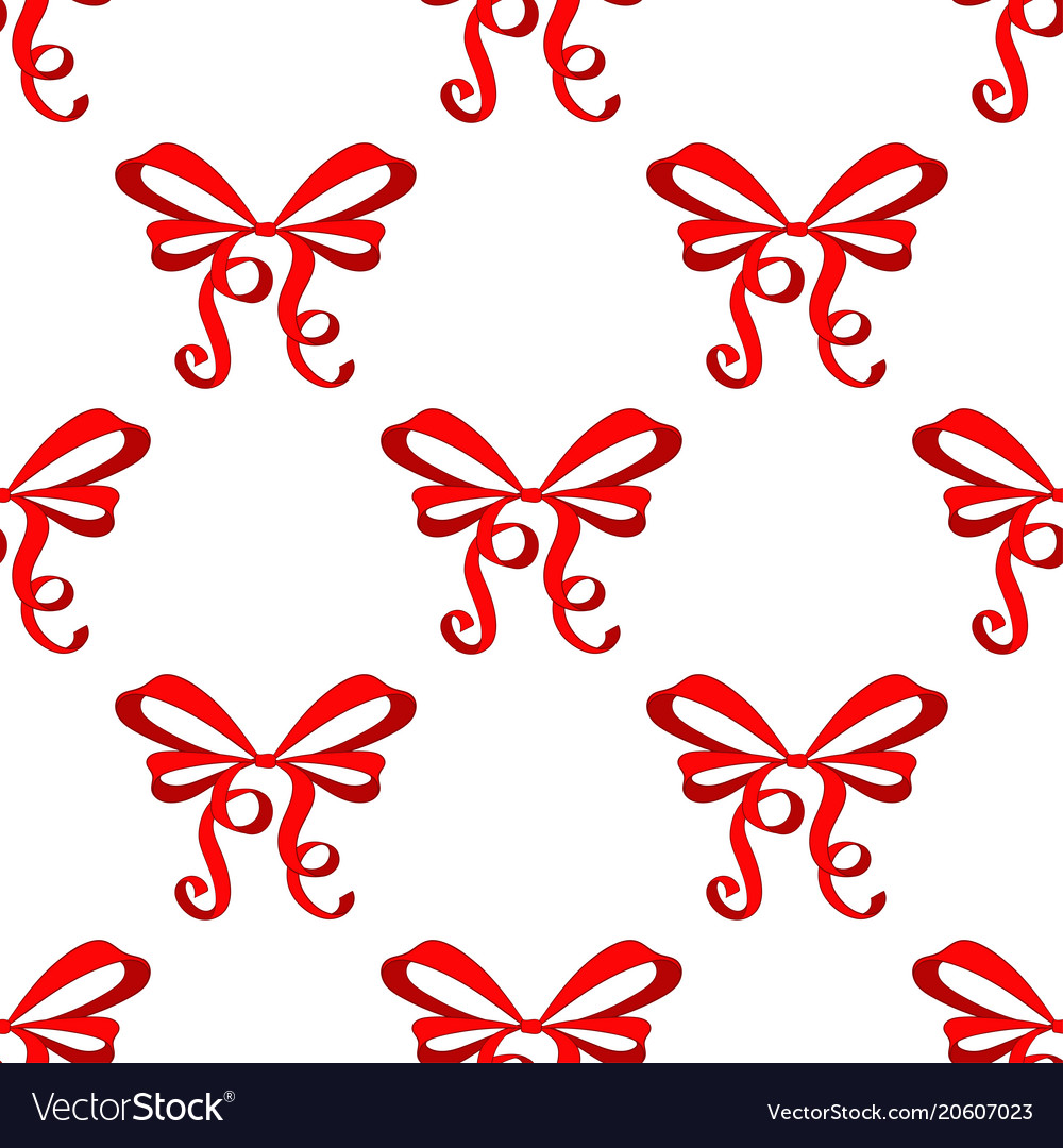 Red ribbon tied bow hand drawn sketch seamless