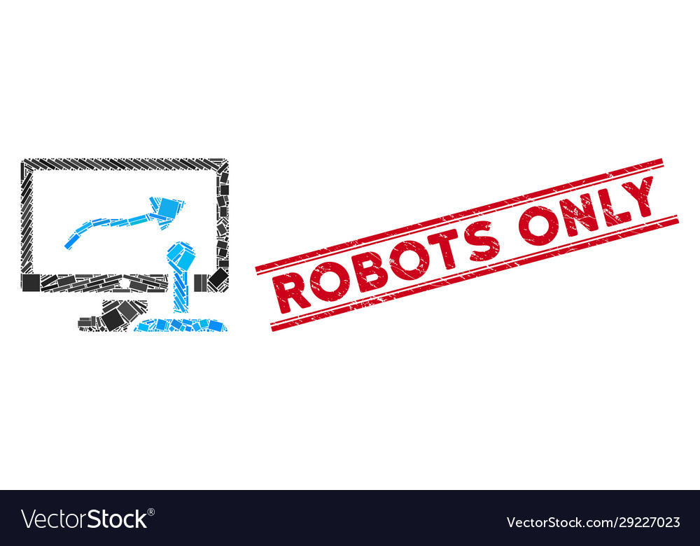 Remote monitoring mosaic and distress robots only vector image Remote monitoring mosaic and distress robots only