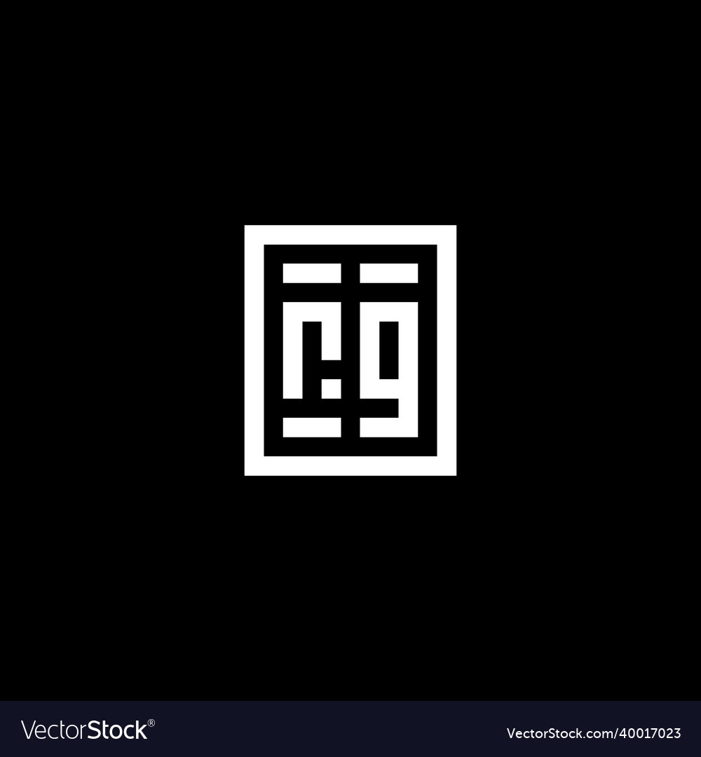 Rg initial logo with square rectangular shape Vector Image Rg initial logo with square rectangular shape