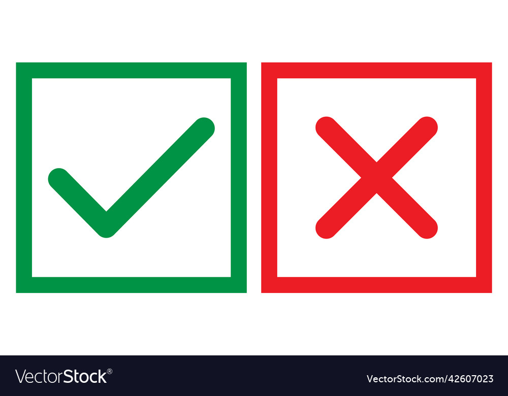 Set of check and cross mark yes no symbol