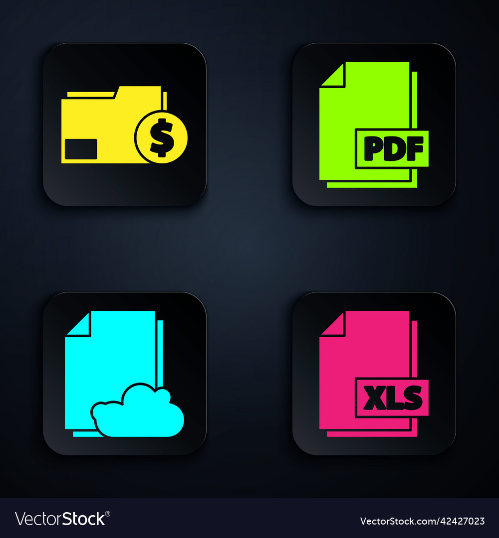 Set xls file document finance folder vector image Set xls file document finance folder