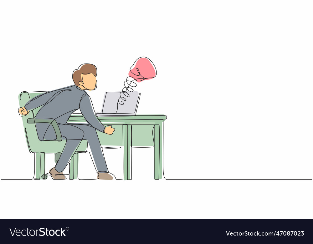 Single Continuous Line Drawing Sad Man Using Vector Image Single Continuous Line Drawing Sad Man Using Vector Image