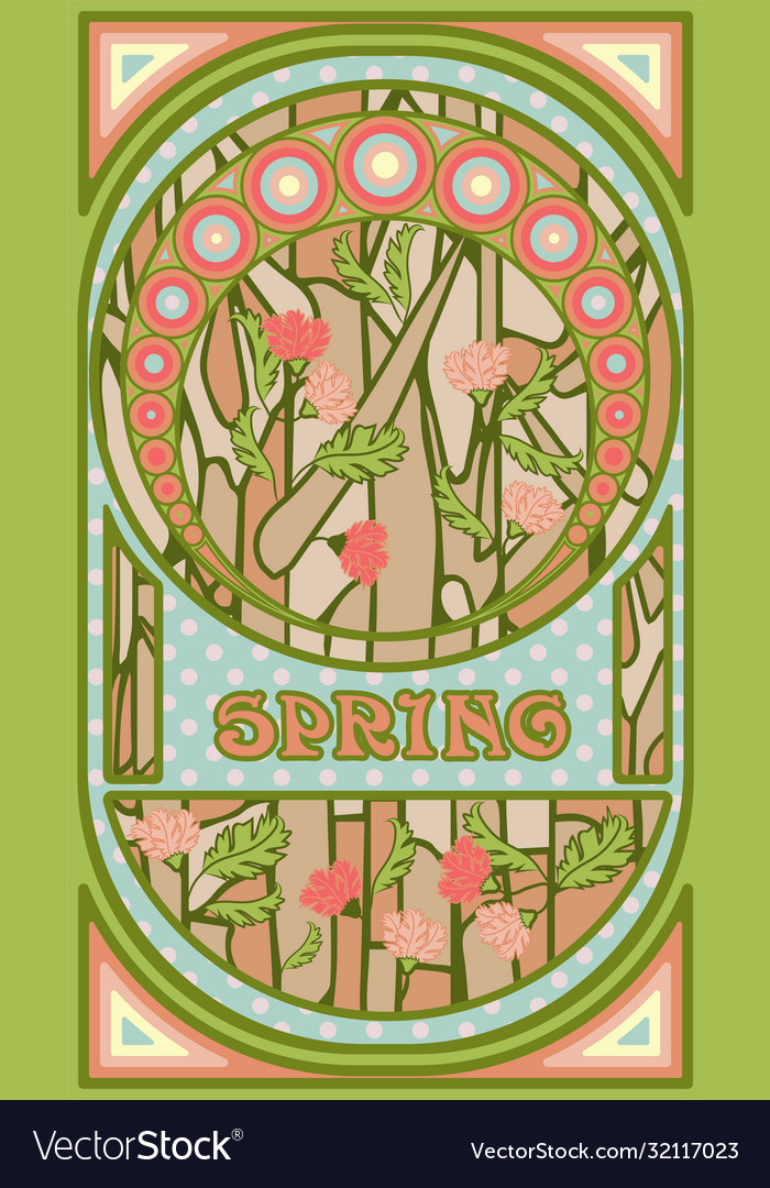 Spring banner in art nouveau style