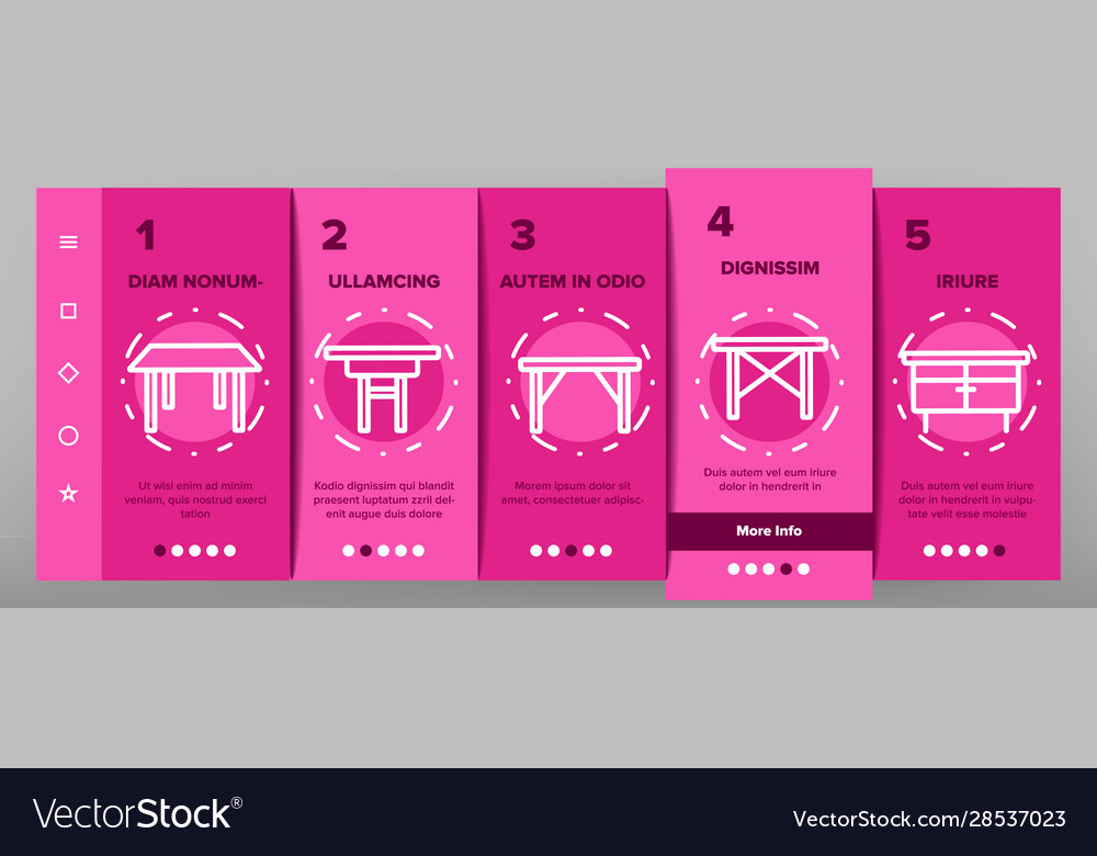 Table desk onboarding icons set