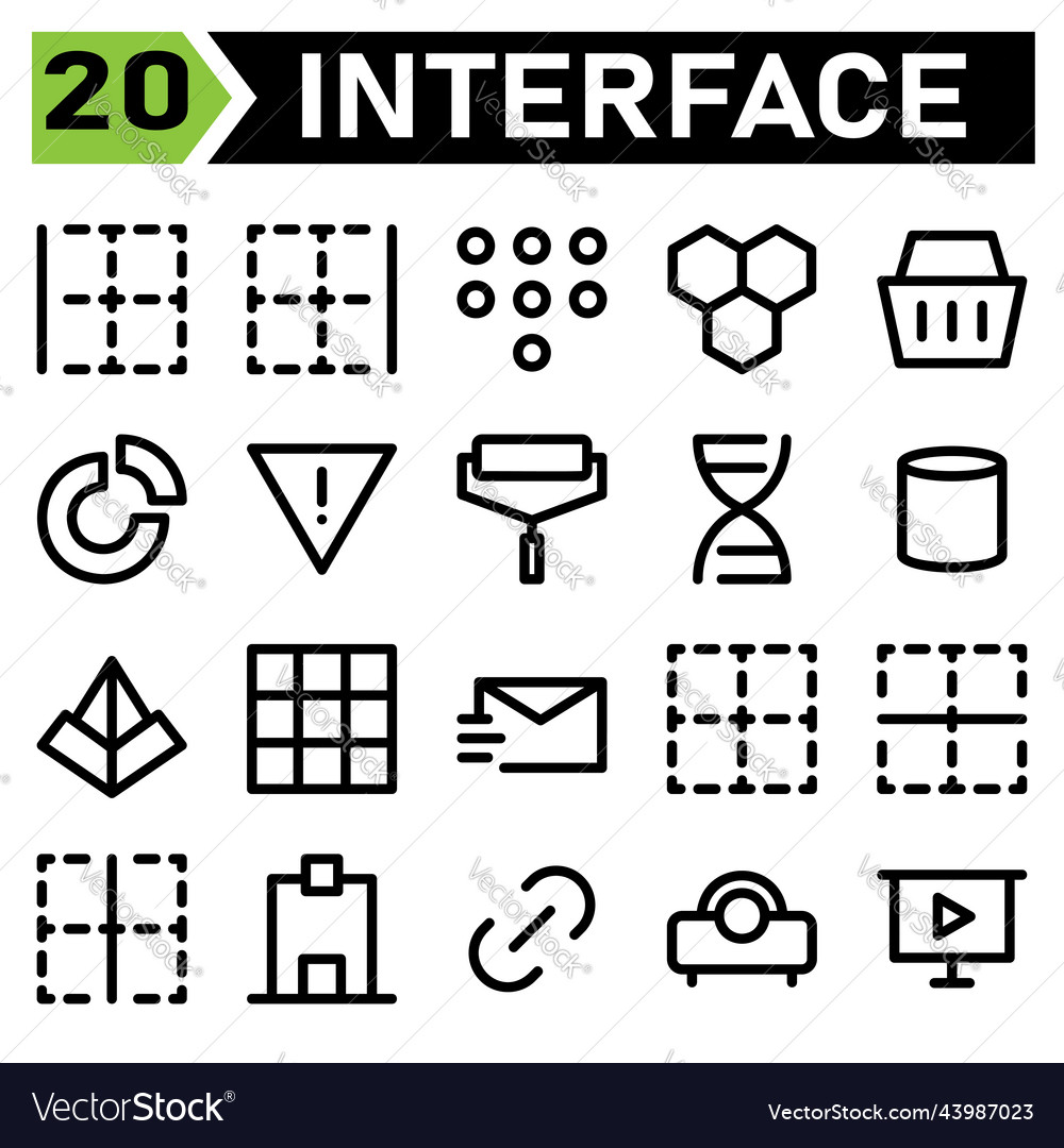 User interface icon set include left border cell vector image User interface icon set include left border cell