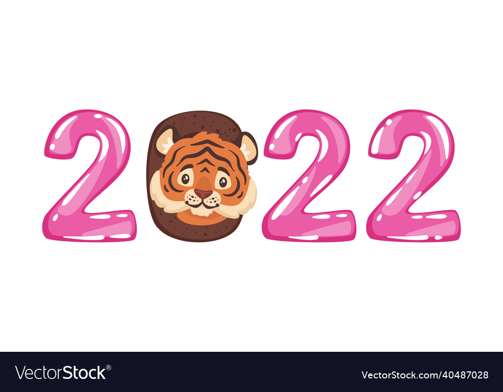 2022 neues Jahr Banner mit Figuren und Tiger