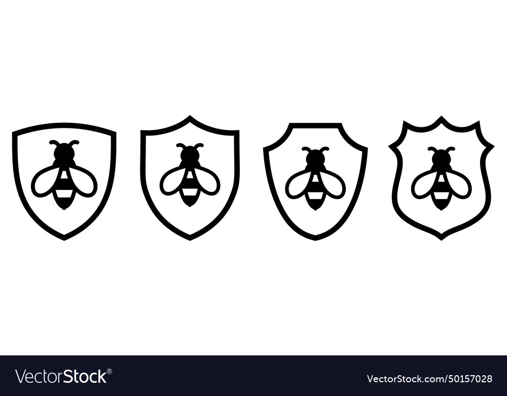 Bee icon inside shield different versions
