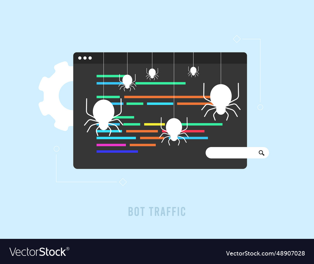 Bot traffic - seo crawler bots site-monitoring vector image Bot traffic - seo crawler bots site-monitoring