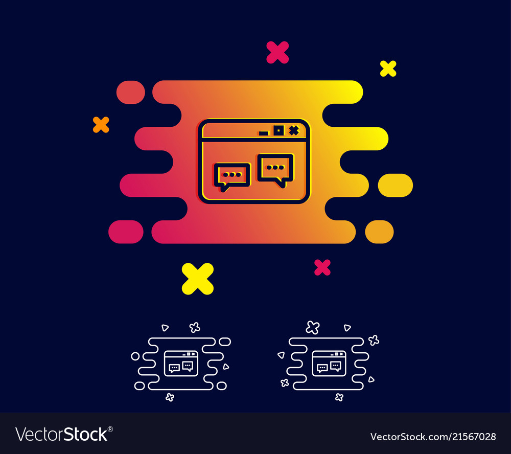Browser window line icon chat speech bubbles vector image Browser window line icon chat speech bubbles