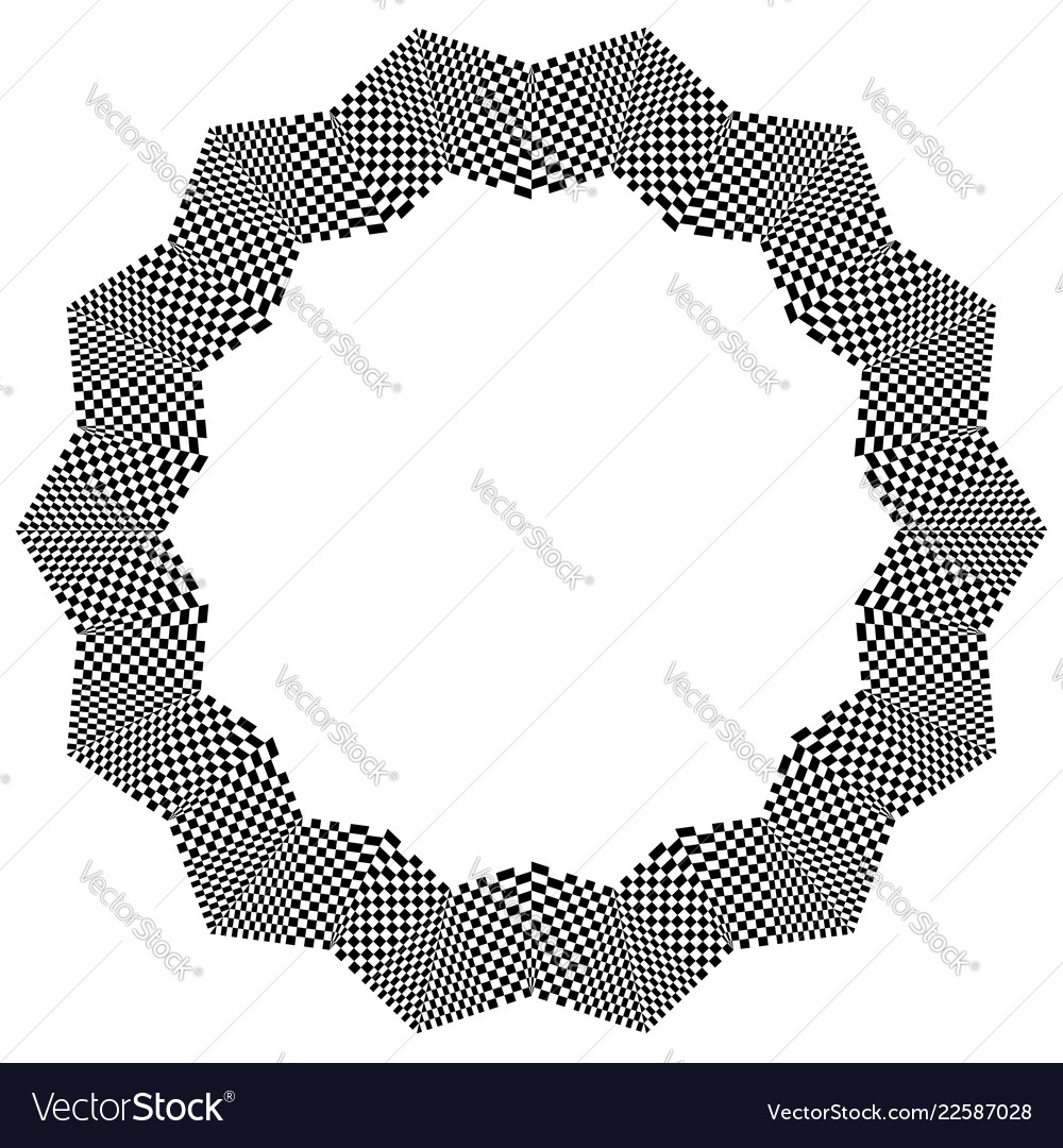 Checkered circular element abstract monochrome vector image Checkered circular element abstract monochrome