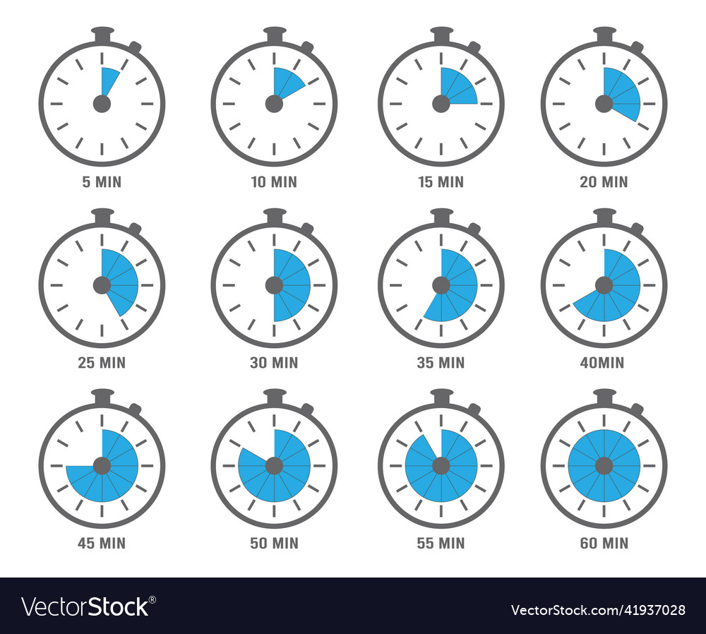 Clock symbols timers minutes and hours circle vector image Clock symbols timers minutes and hours circle