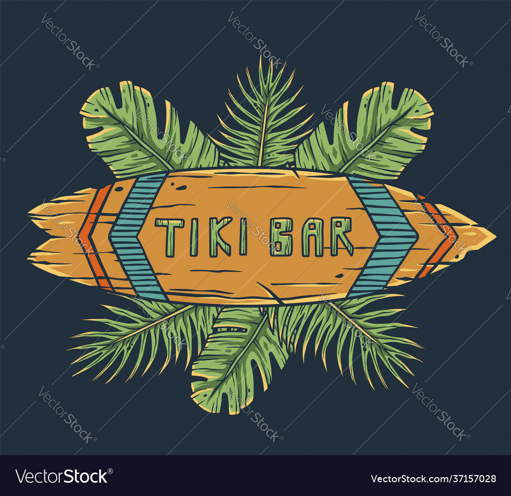 Design hawaii tiki bar and surfing ethnic surf Vector Image