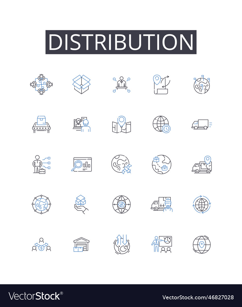 Distribution line icons collection d rendering Vector Image Distribution line icons collection d rendering