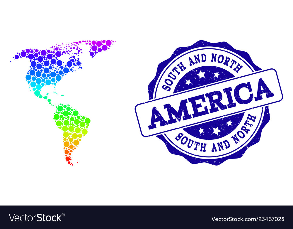 Gepunktete Regenbogenkarte von Süd- und Nordamerika