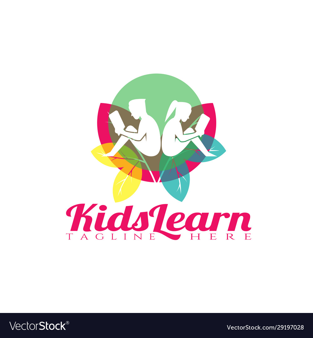 Kid learning logo templatechildren icon