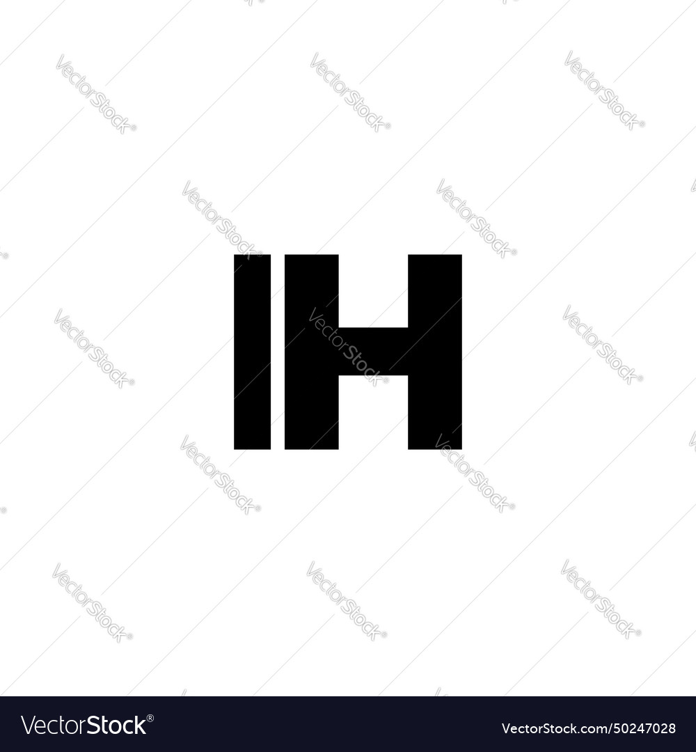 Letter i and h ih logo design template minimal Vector Image