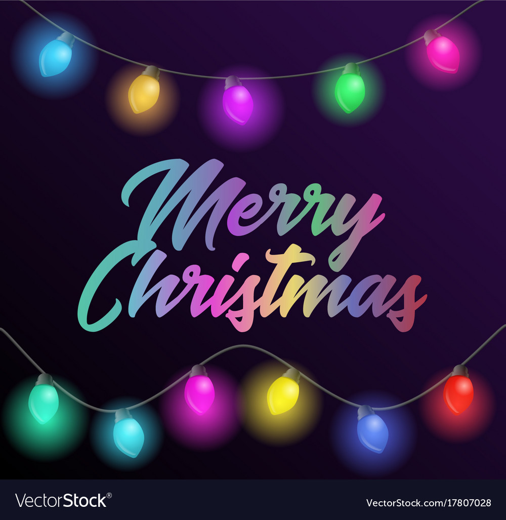 Merry christmas colorful text title with beautiful