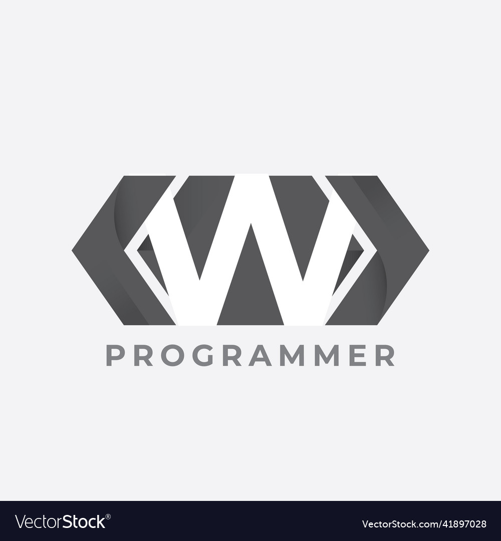 Programmer logo with letter w design code icon