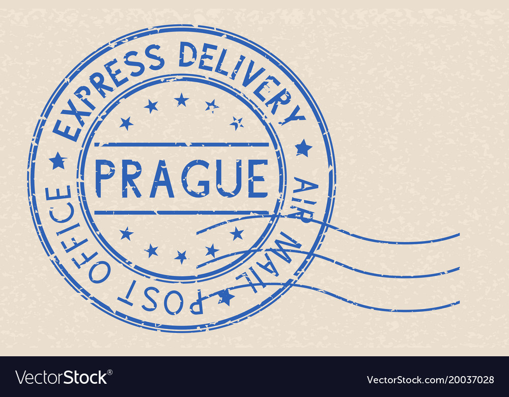 Round blue postmark prague czech republic