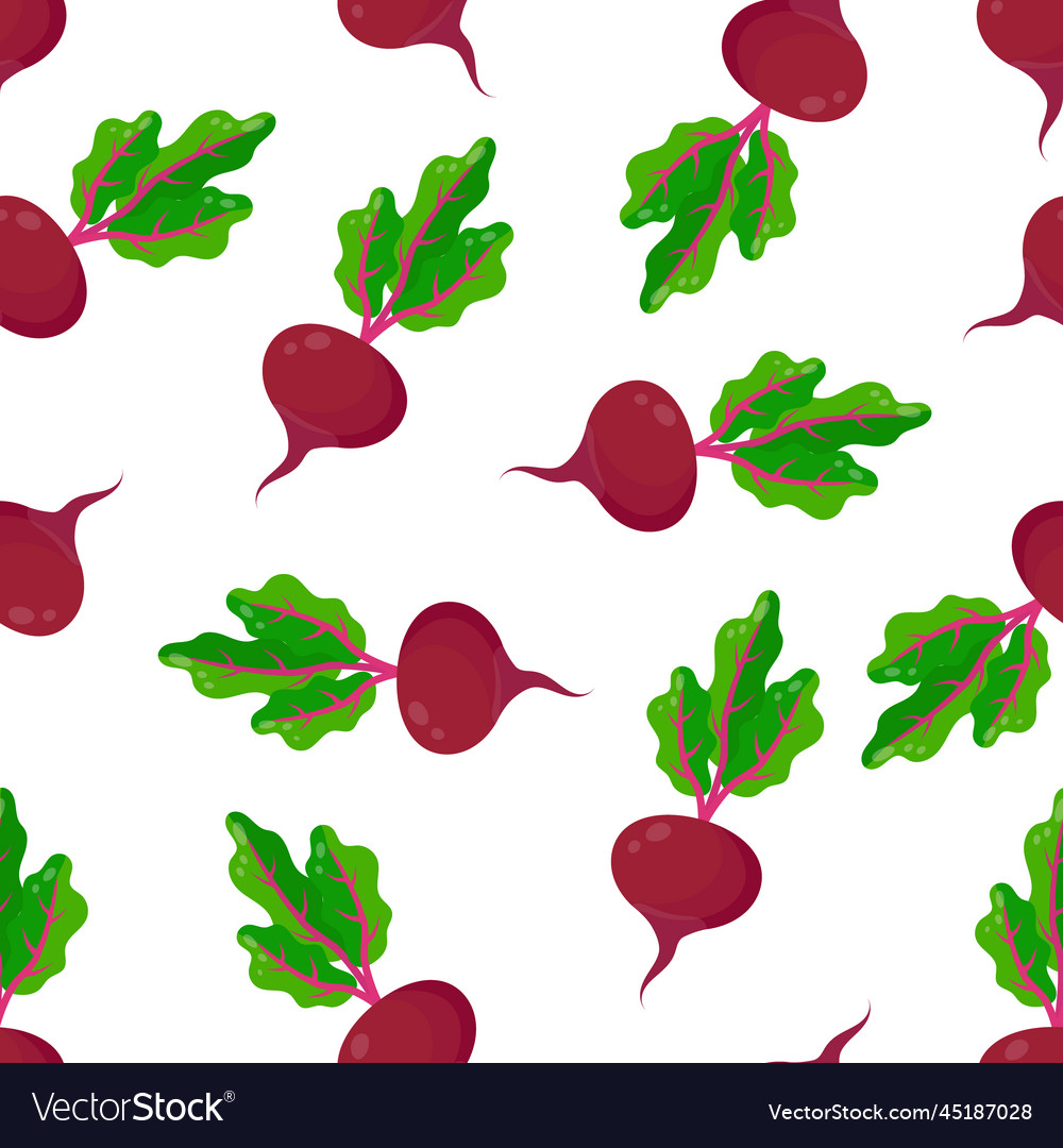 Seamless beetroot pattern on a white background vector image Seamless beetroot pattern on a white background