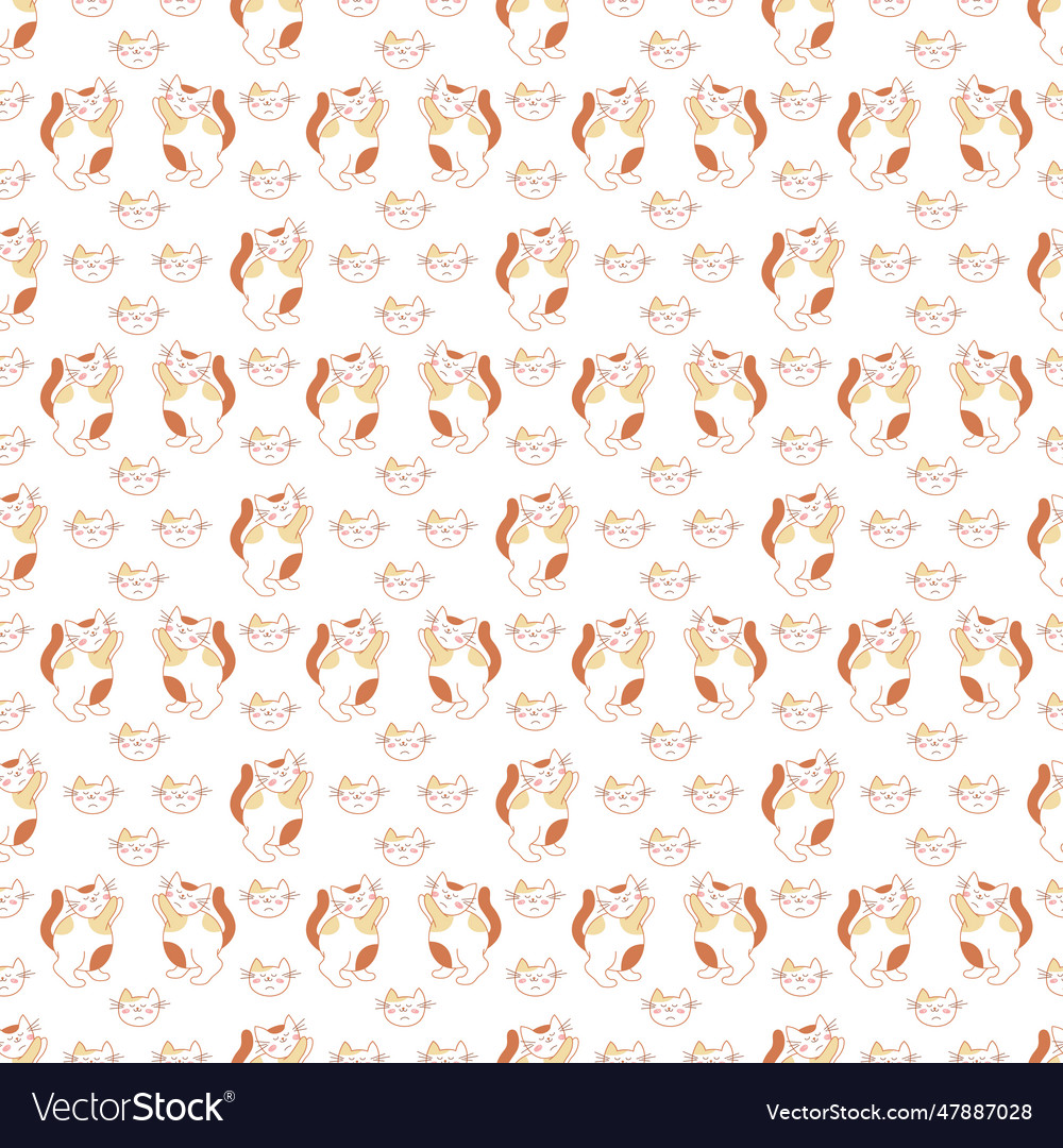 Seamless pattern with a cute cat which asks vector image Seamless pattern with a cute cat which asks