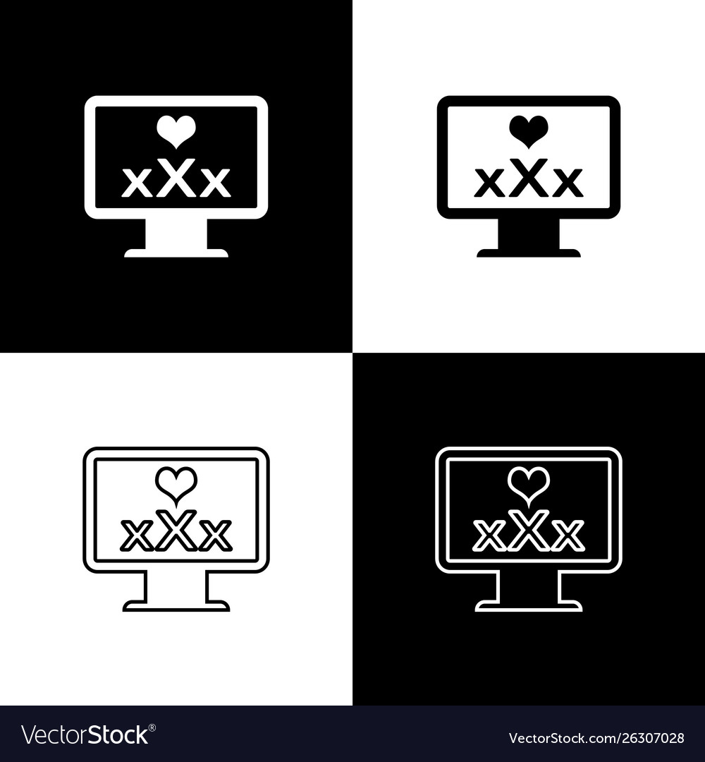 Set computer monitor with 18 plus content heart vector image Set computer monitor with 18 plus content heart