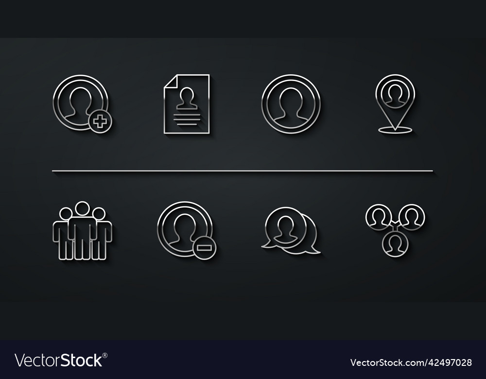 Set line create account screen users group vector image Set line create account screen users group