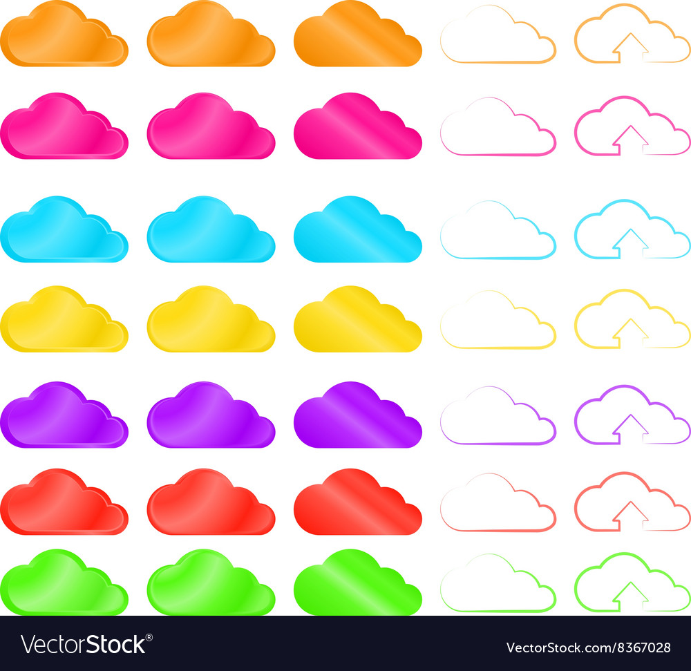 Set of internet clouds different color forms