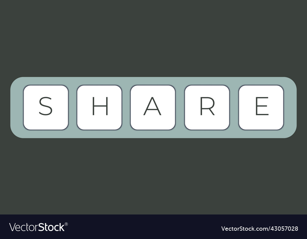 Share keyboard keys button close-up Vector Image Share keyboard keys button close-up