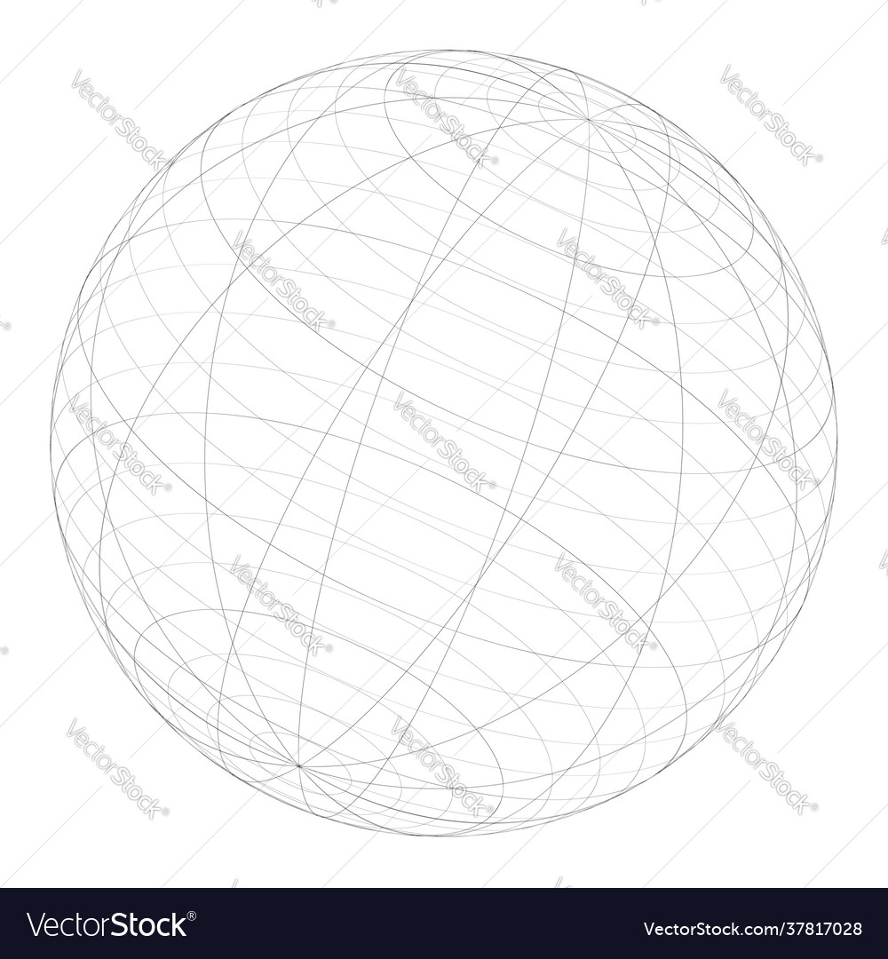 Sphere orb ball with wireframe grid mesh surface