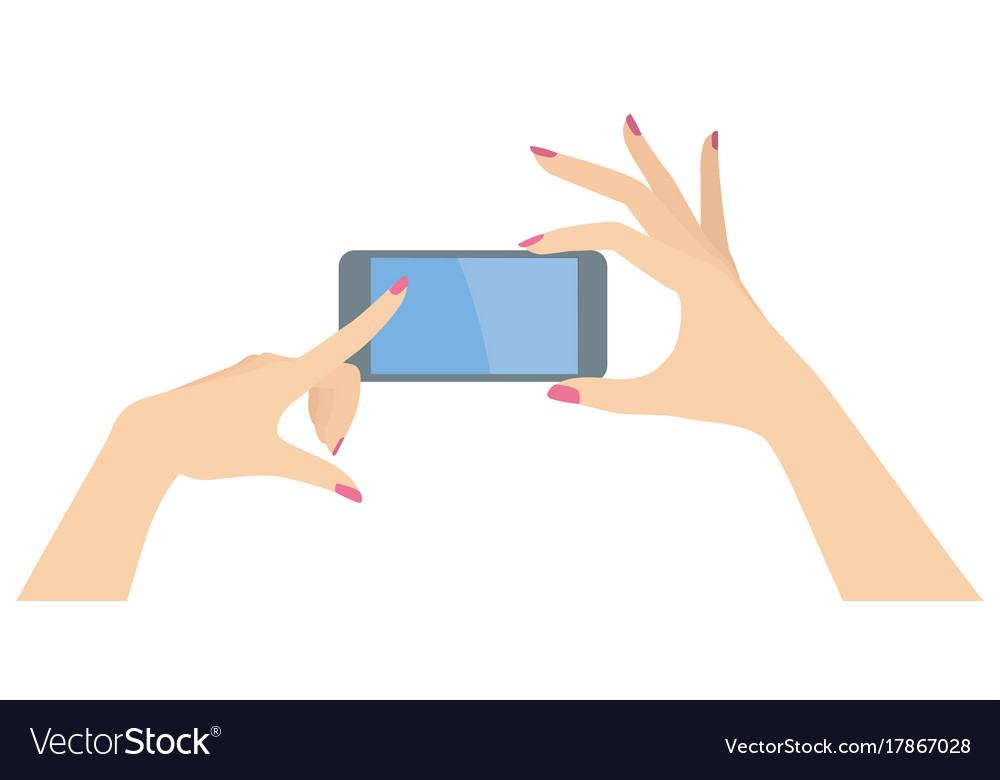 Woman hands holding smart phone horizontally