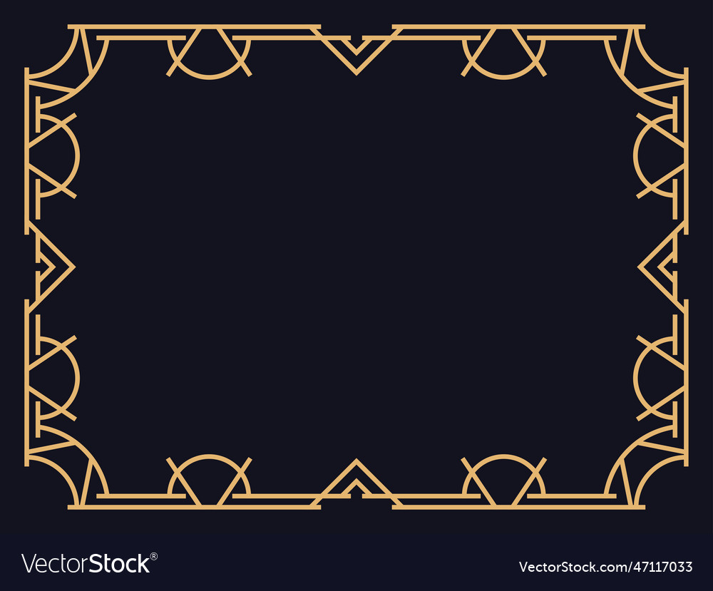 Art deco frame vintage linear border design Vector Image