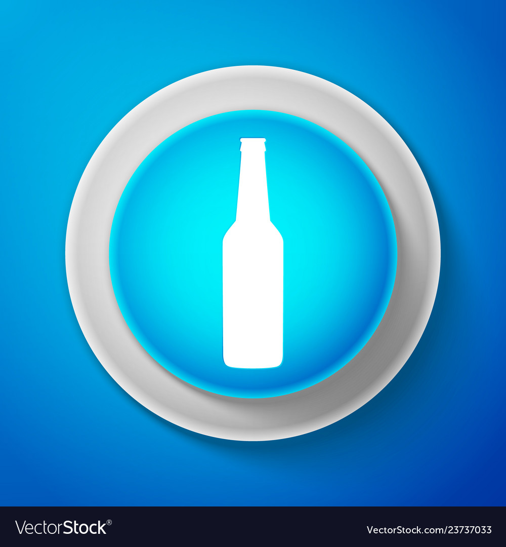 Beer bottle icon isolated on blue background