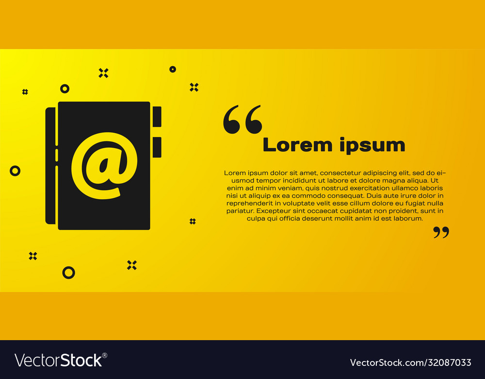 Black address book icon isolated on yellow