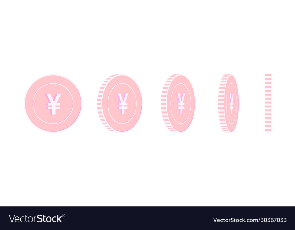 Chinese yuan rotating coins set animation ready