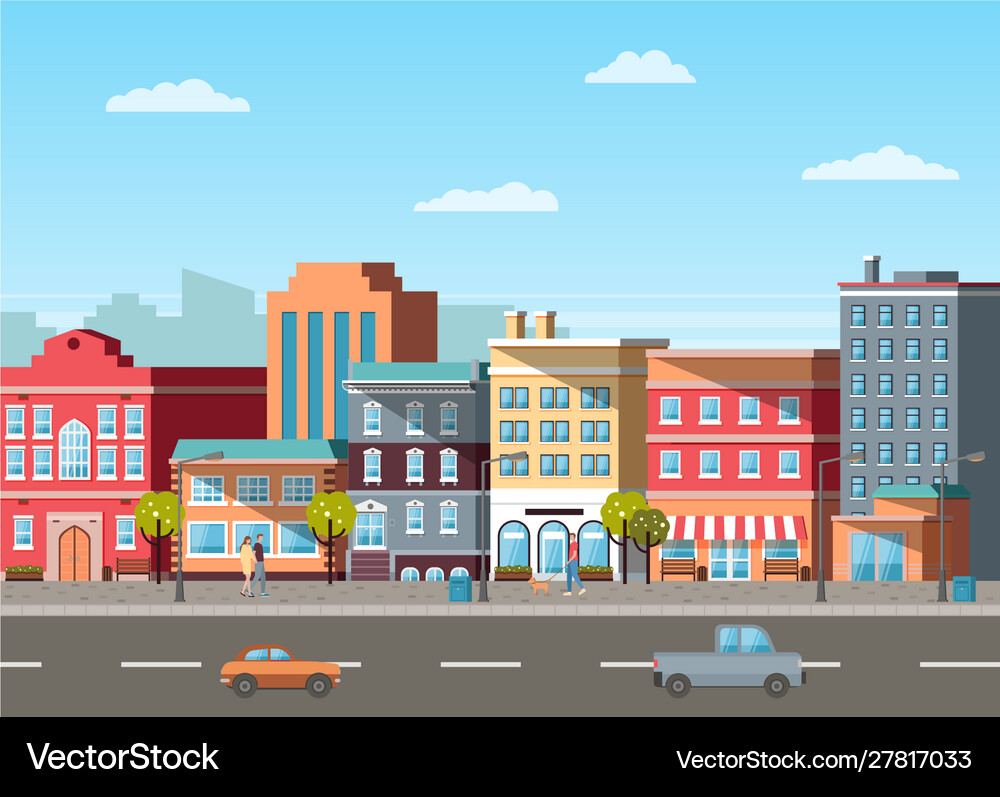 City Street Scene Royalty Free Vector Image - VectorStock