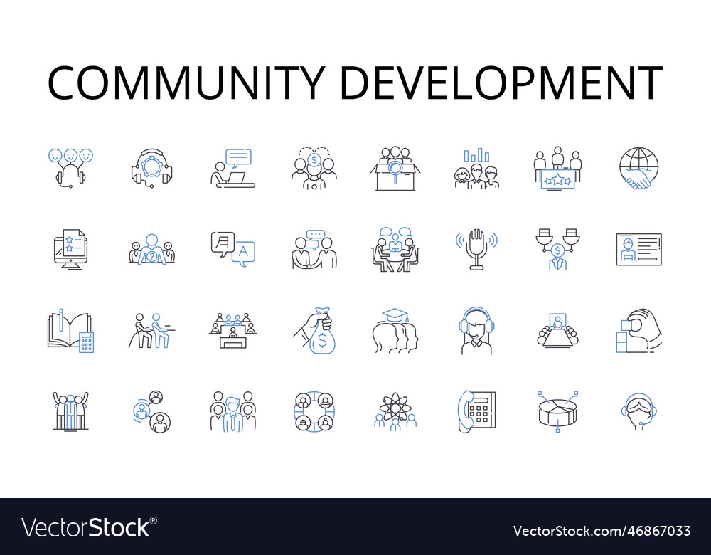 Community development line icons collection vector image Community development line icons collection