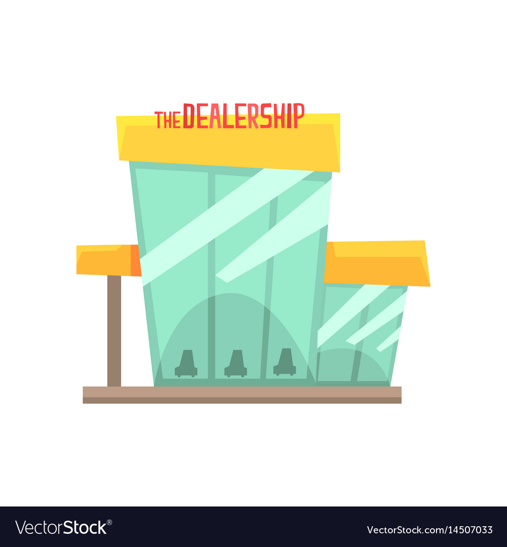 Dealership building with new cars on display Vector Image Dealership building with new cars on display Vector Image
