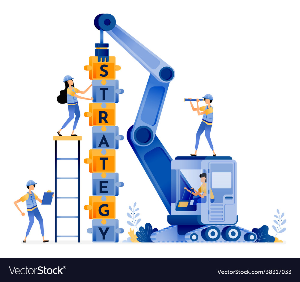 Design build teamwork with strategies solving vector image Design build teamwork with strategies solving