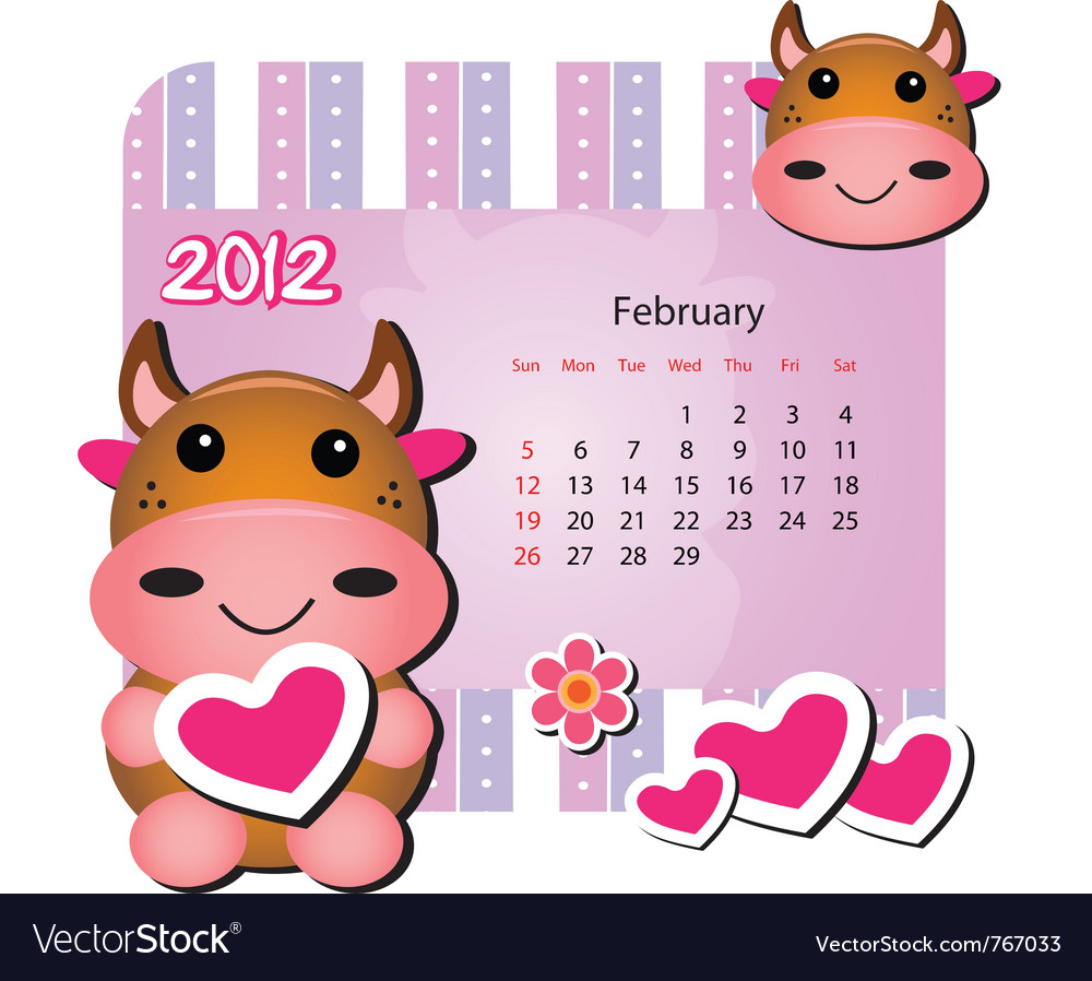 February cow calendar