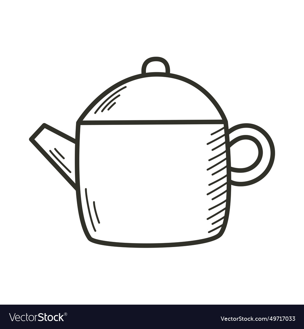 Glass teapot doodle sketch style clip art tea Vector Image