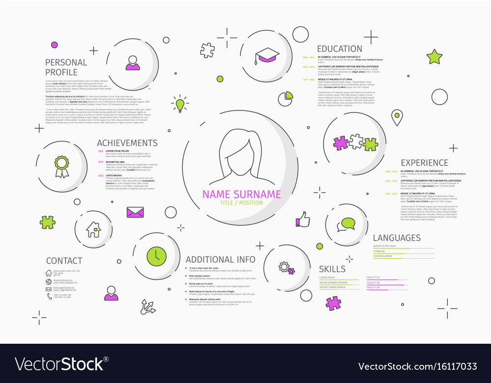 minimalist cv resume template for girls and women vector image